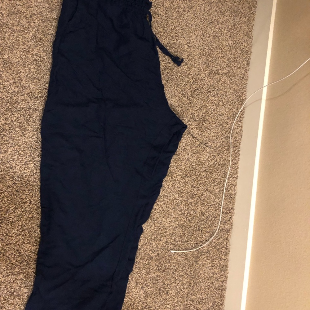 H&M Baggy navy linen trousers